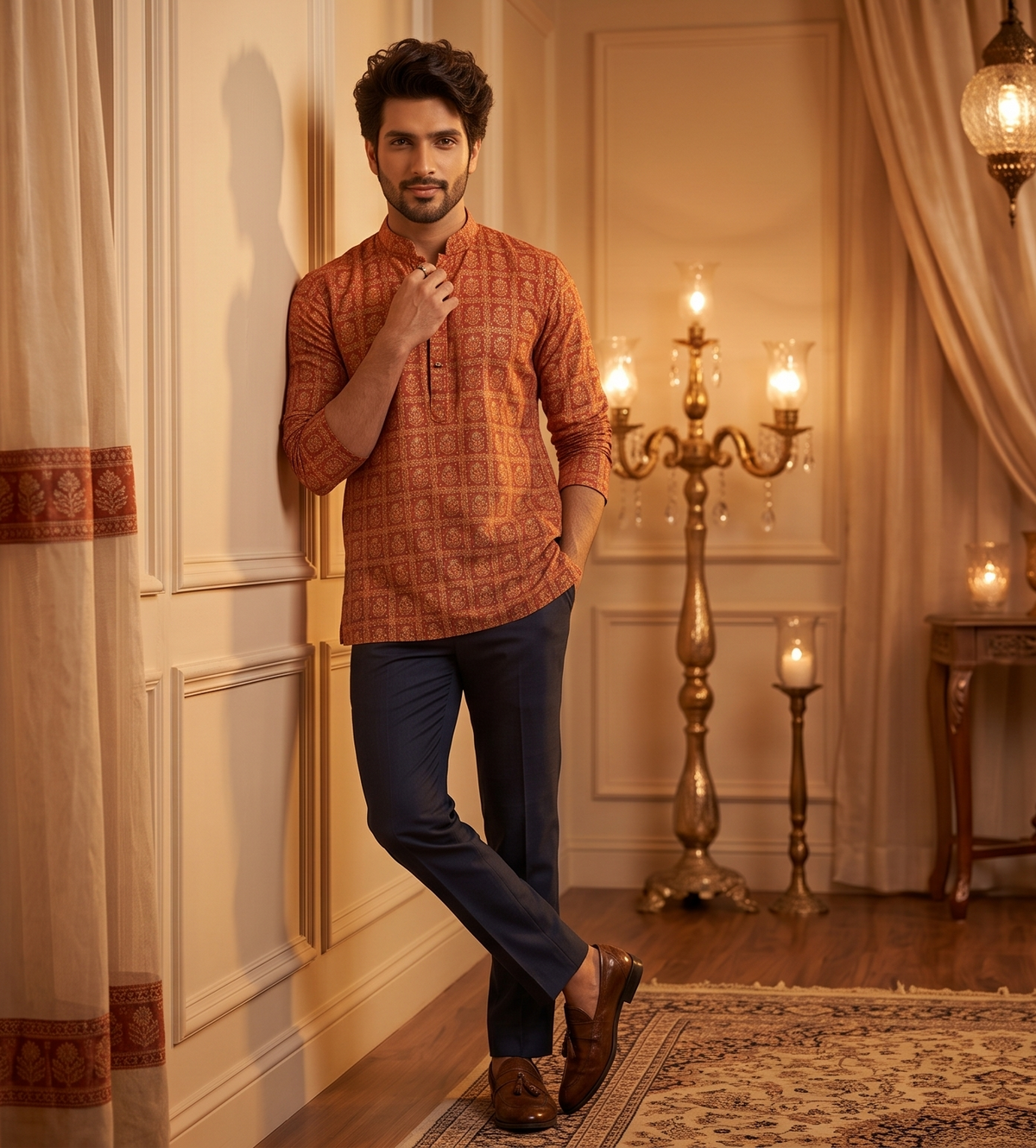 Printed Short Kurta sky blue short kurta