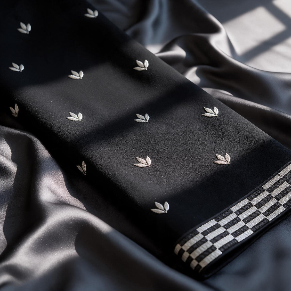 The Black Chandni Sherwani - fabric detail