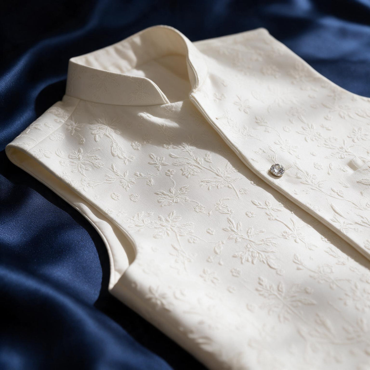 The Ivory Parinda Waistcoat - fabric detail