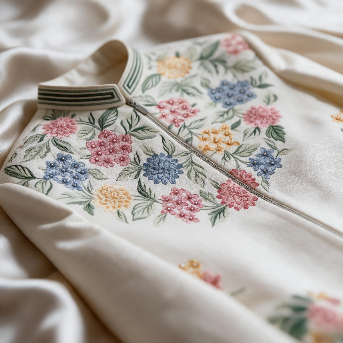 The Ivory Phulwari Jacket - fabric detail