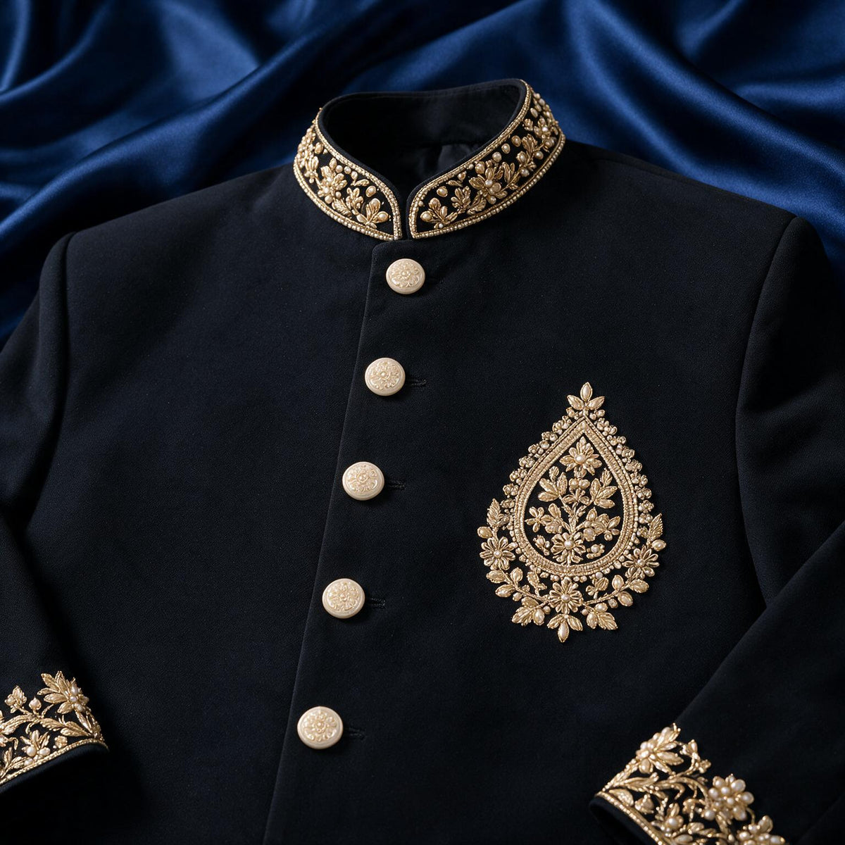 The Ashrafi Bandhgala - fabric detail