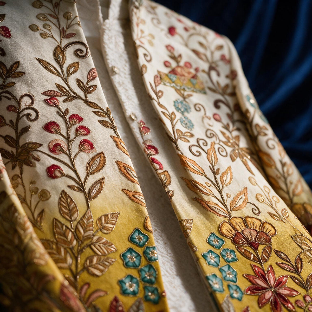 The Garden of Udaipur Jacket — fabric texture