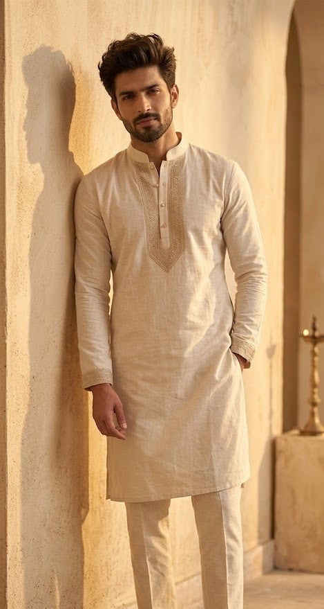 Minimalist Zari-Embroidered Kurta