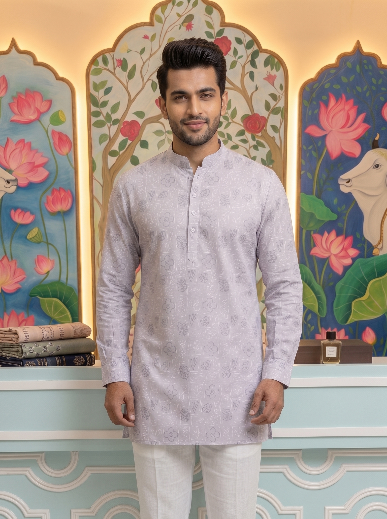 Straight-cut short kurta — classic traditional length with a clean, modern finish