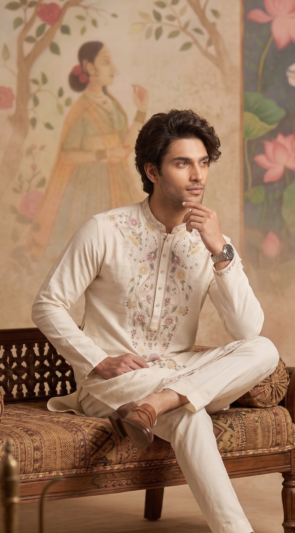 Ivory Embroidered Kurta