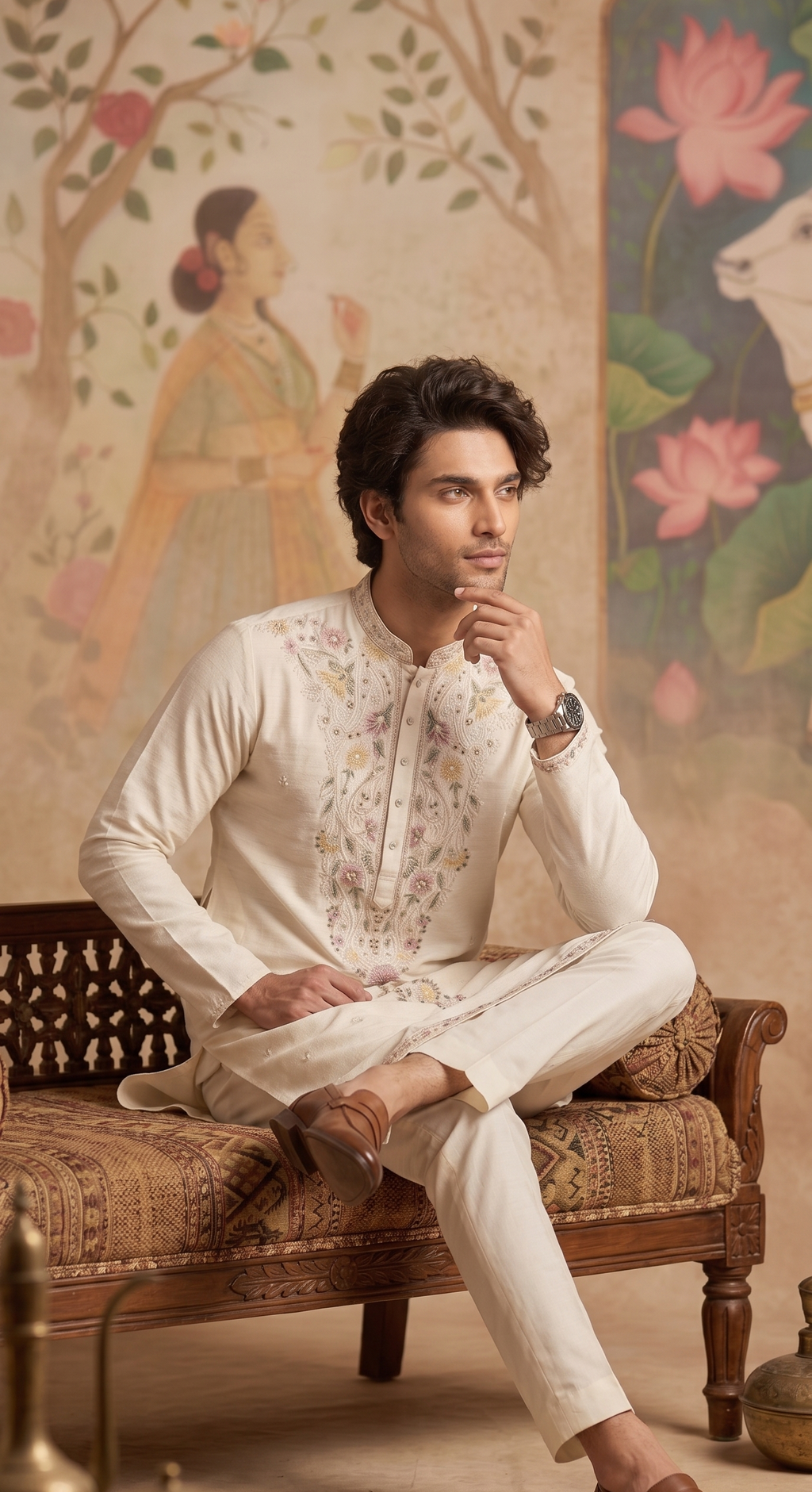 Ivory Embroidered Kurta