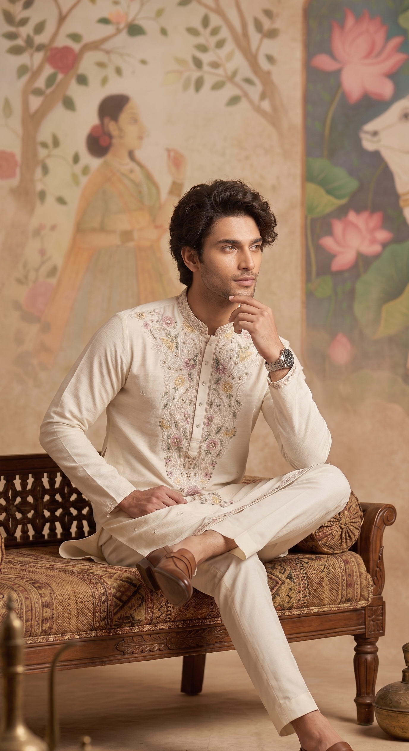 Ivory Embroidered Kurta