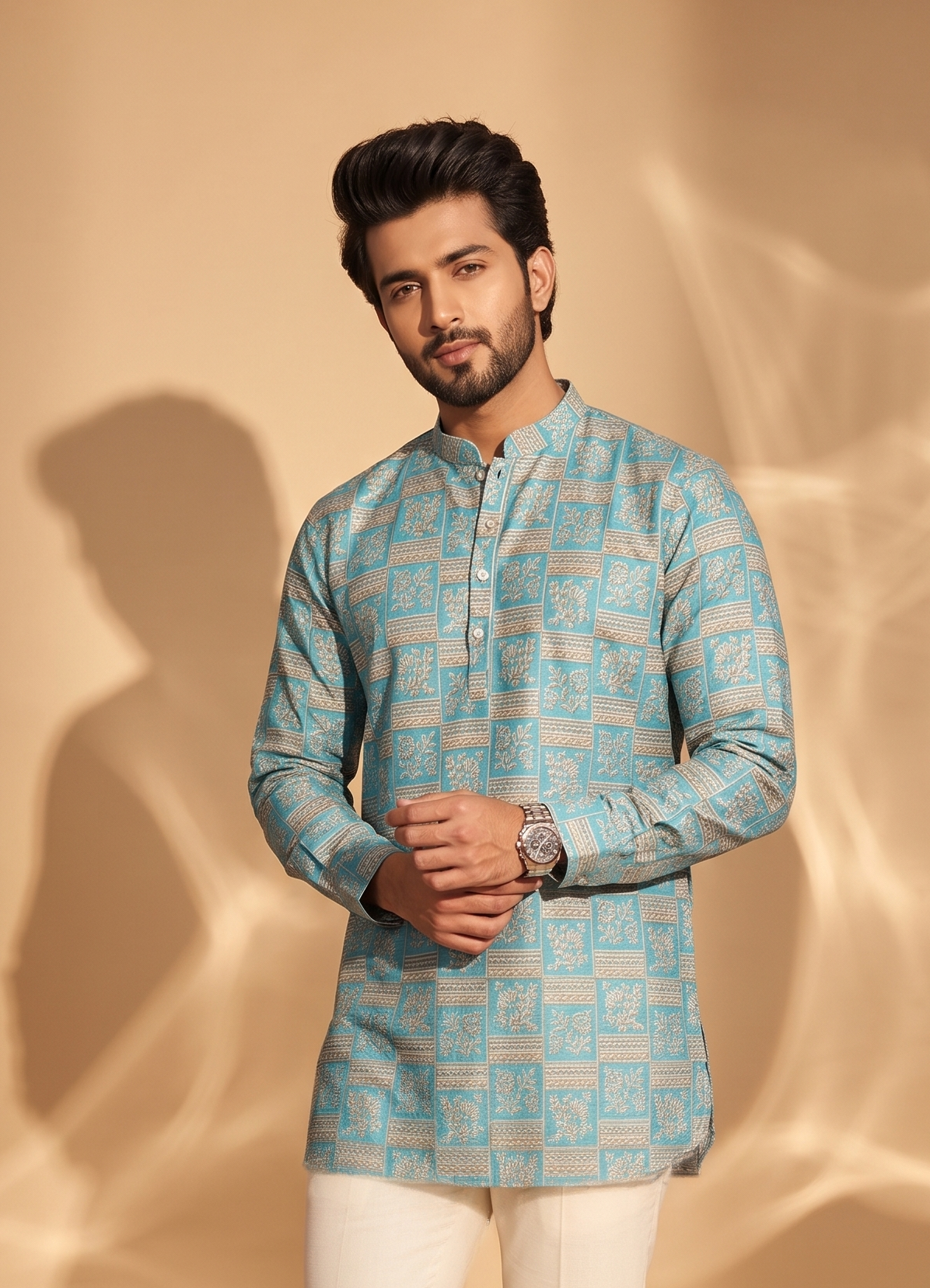 Printed Short Kurta sky blue short kurta