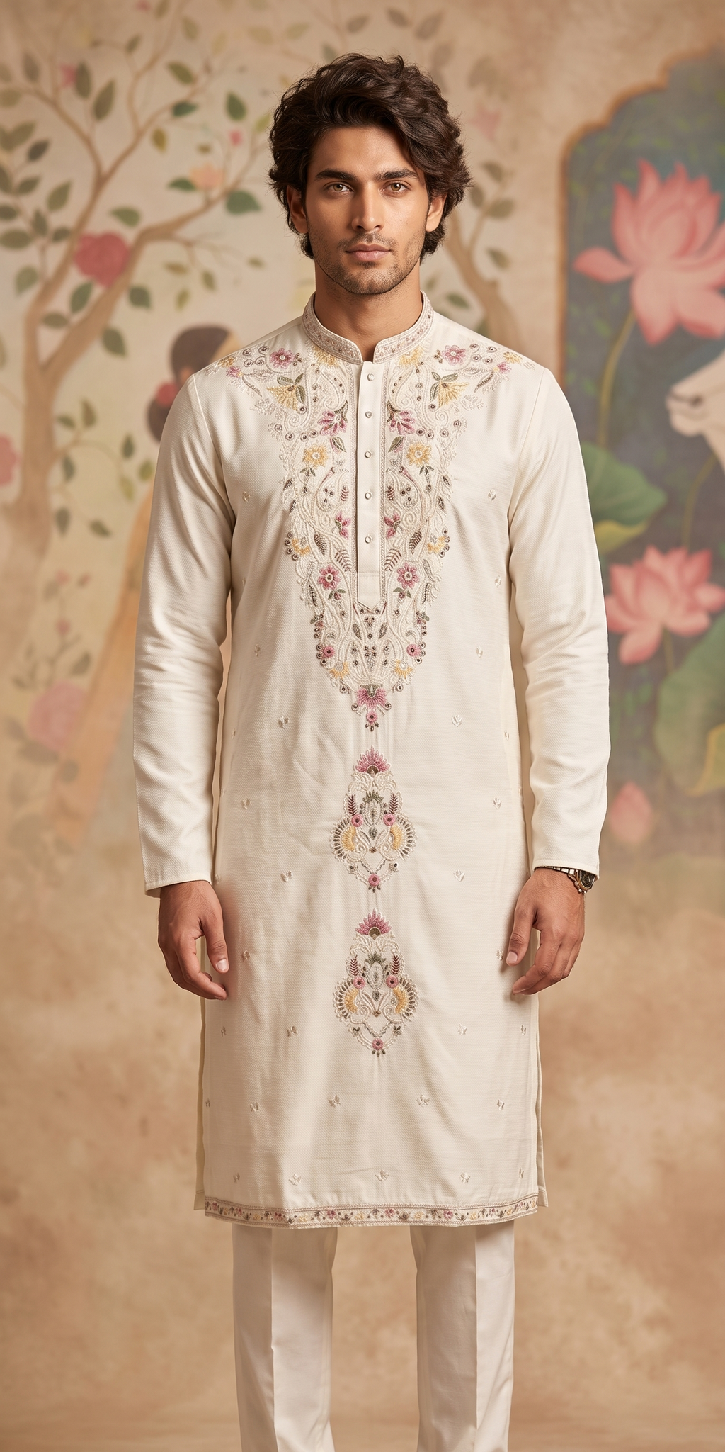 Ivory Embroidered Kurta