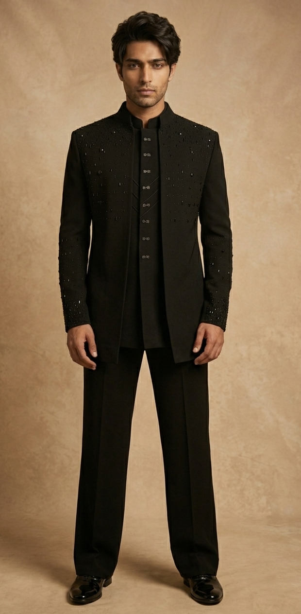 Black Crystal/Sequin-Scattered Jodhpuri