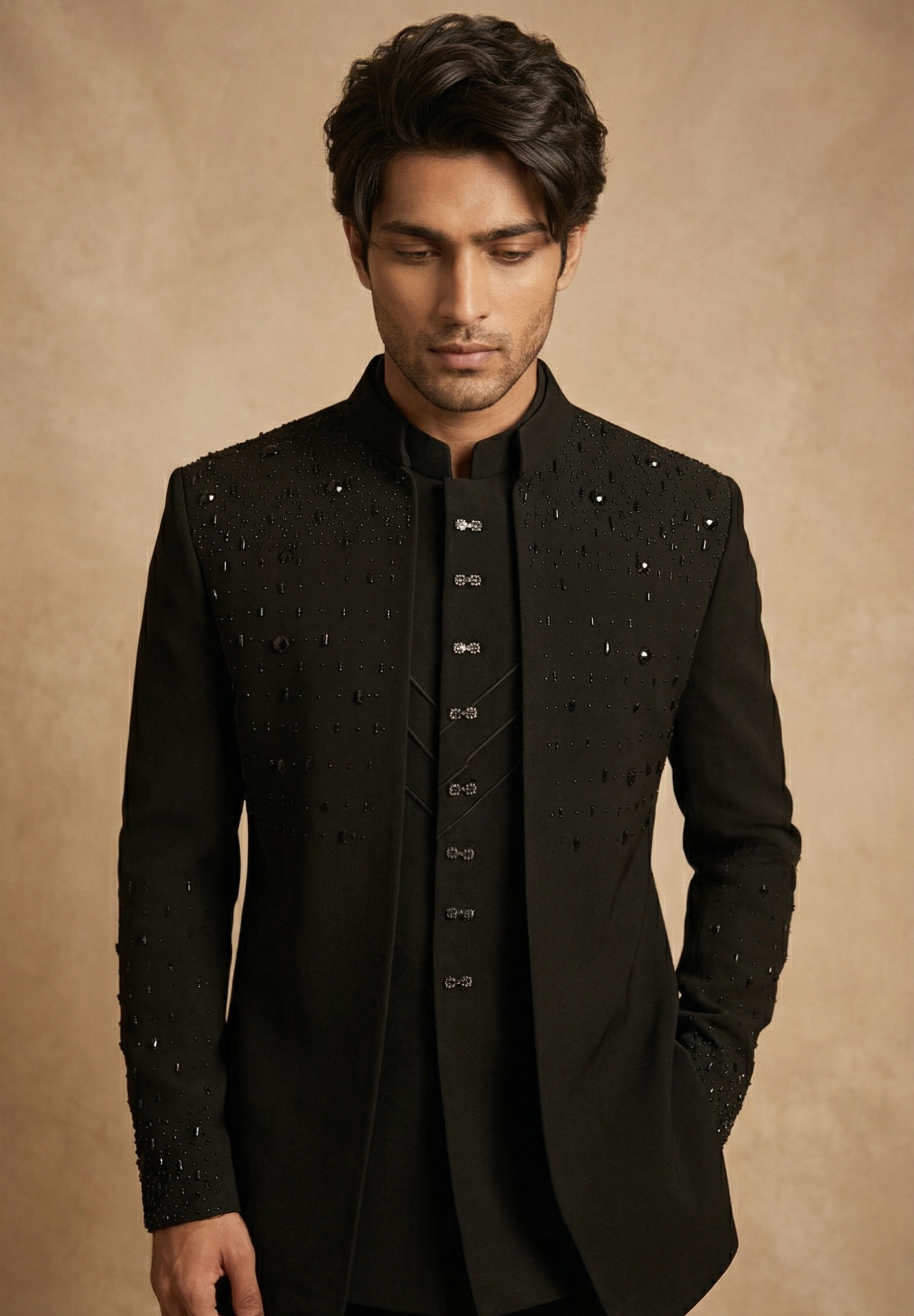 Black Crystal/Sequin-Scattered Jodhpuri