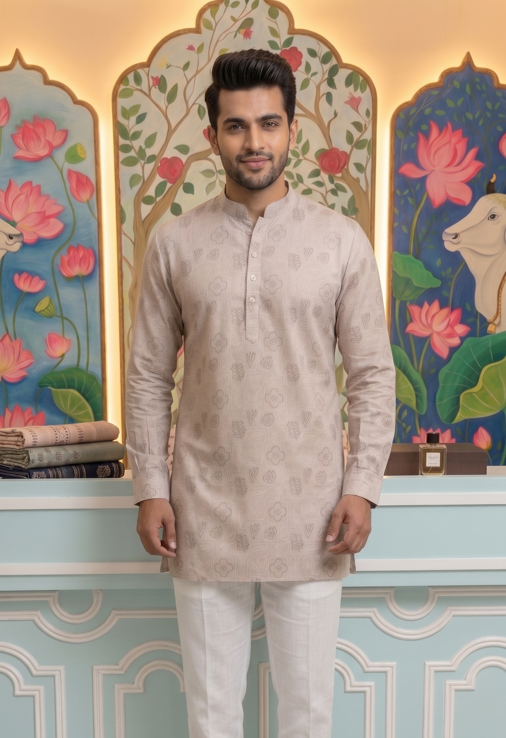 Straight-cut short kurta — classic traditional length with a clean, modern finish