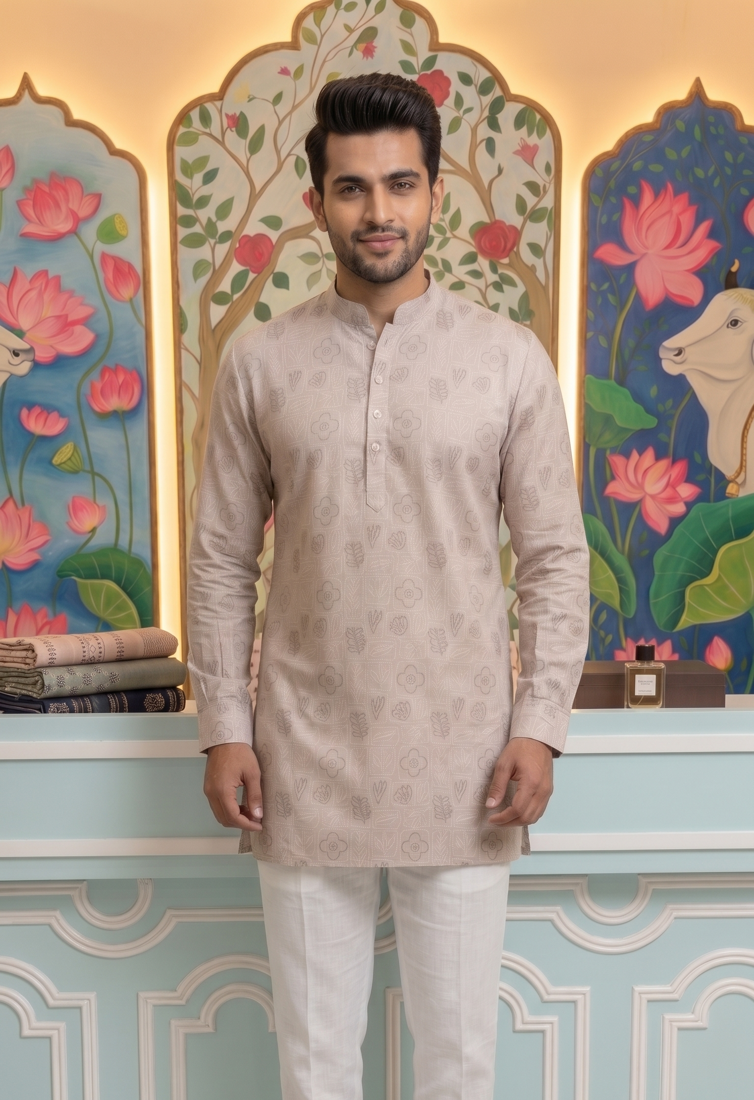 Straight-cut short kurta — classic traditional length with a clean, modern finish