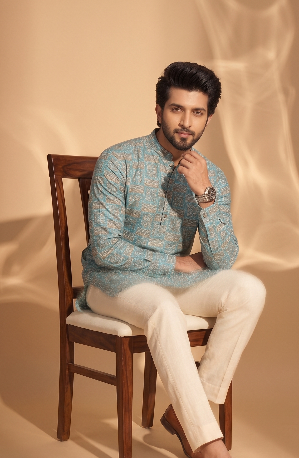Printed Short Kurta sky blue short kurta