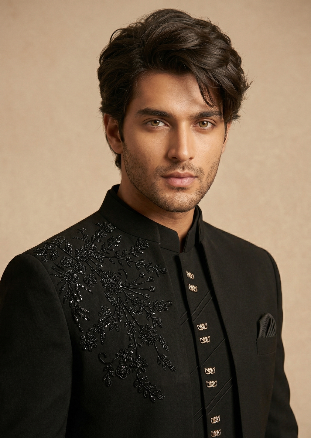 Black Crystal/Sequin-Scattered Jodhpuri