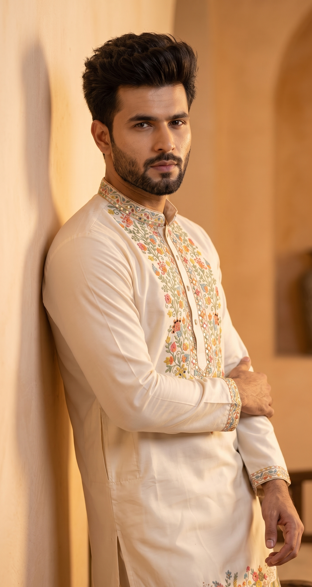 Kalamkari & Floral Embroidered Kurta
