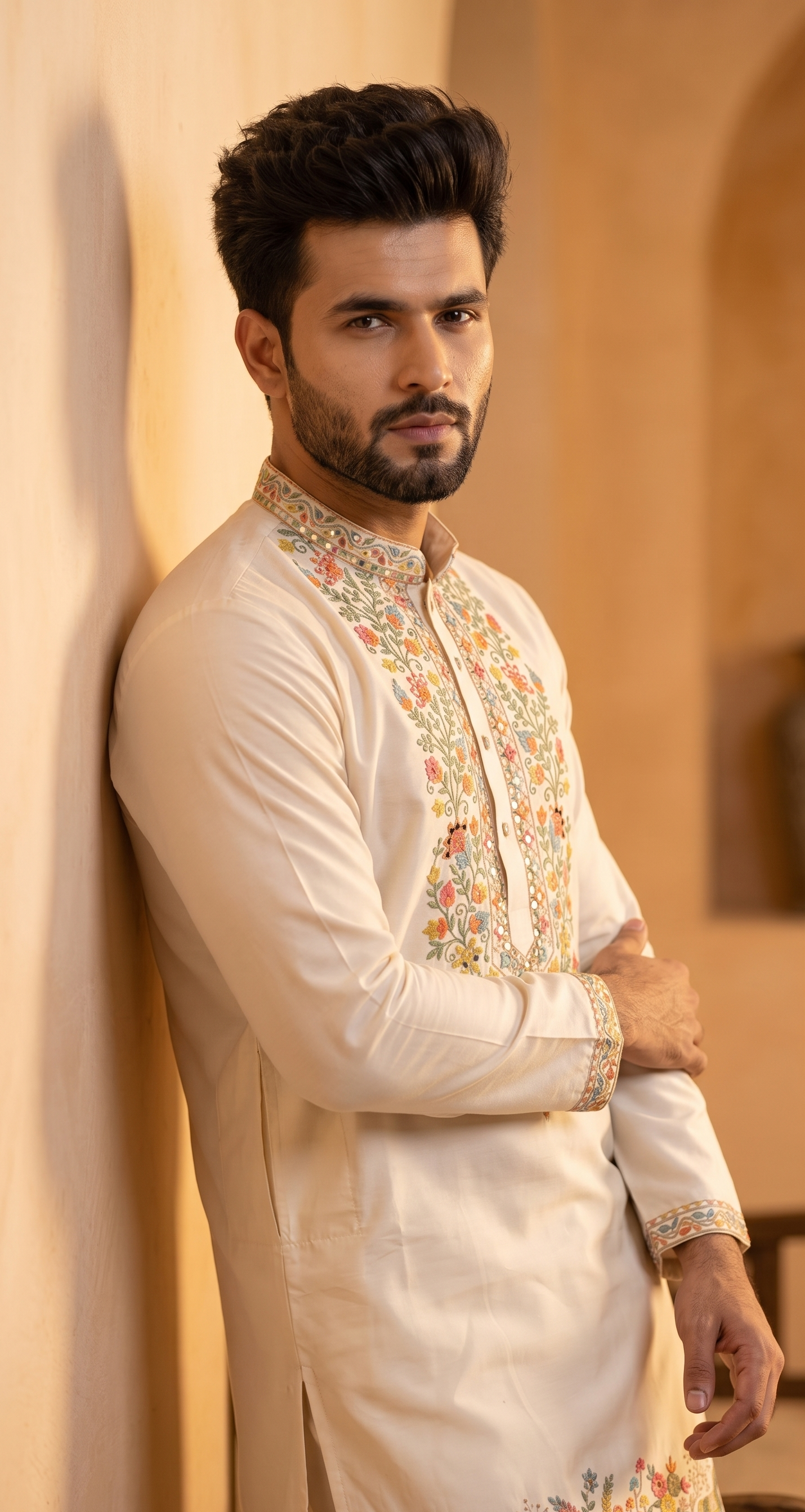 Kalamkari & Floral Embroidered Kurta