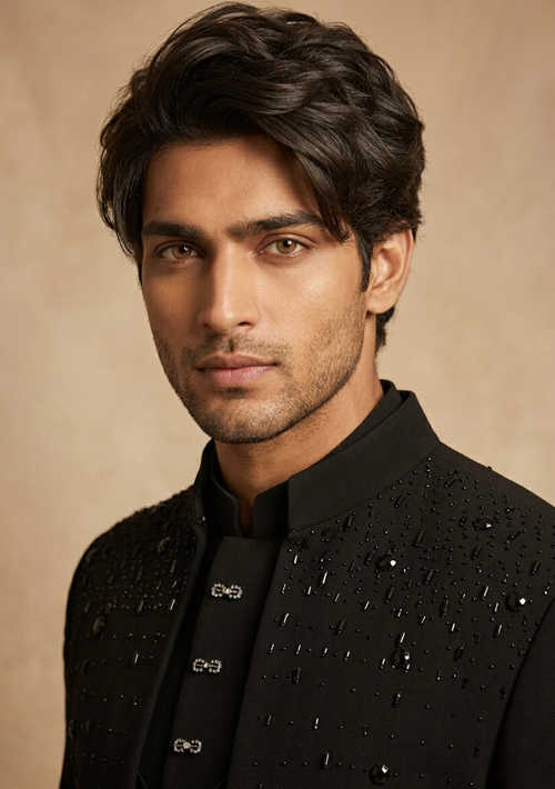 Black Crystal/Sequin-Scattered Jodhpuri