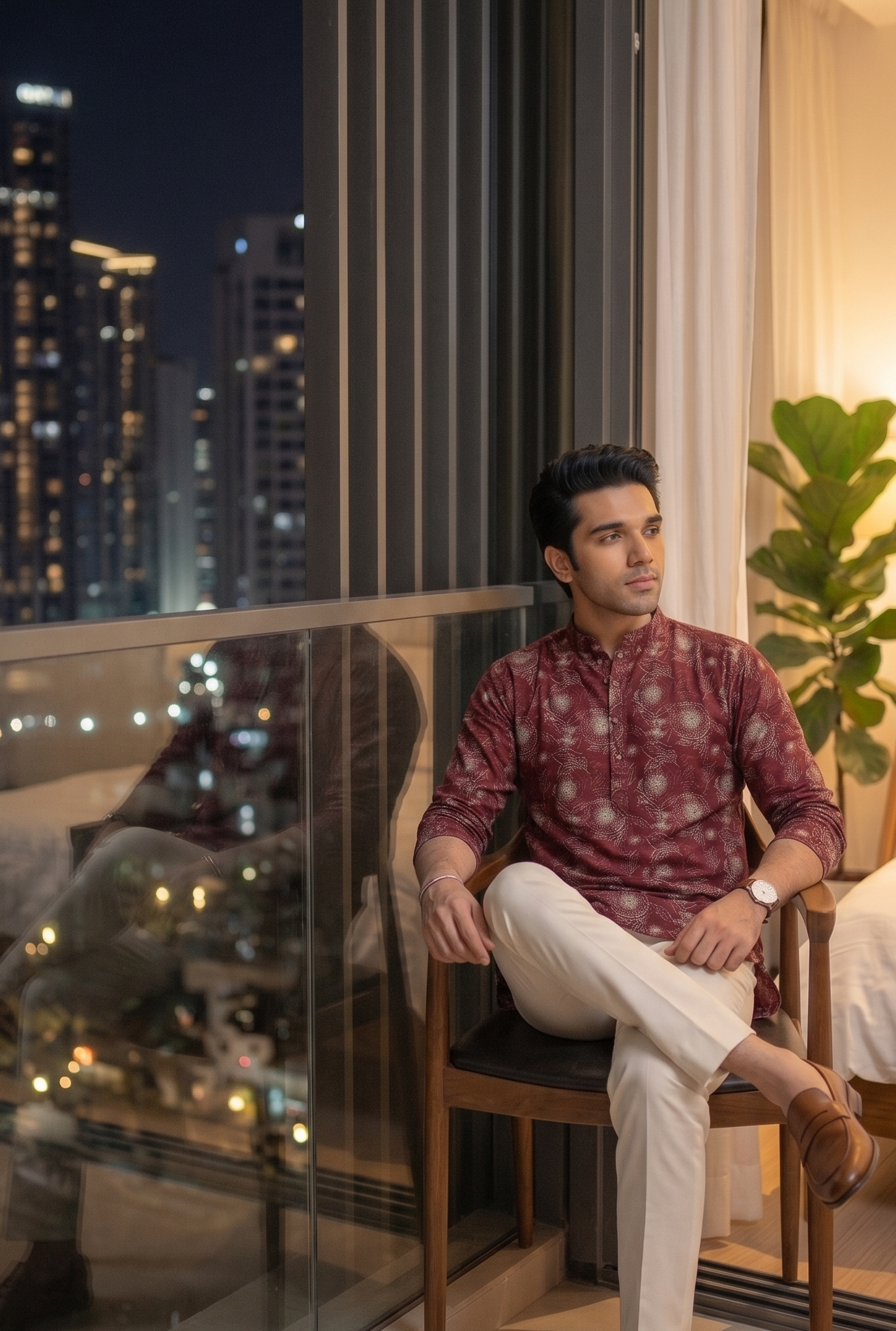 Steel Blue Floral Outline Kurta