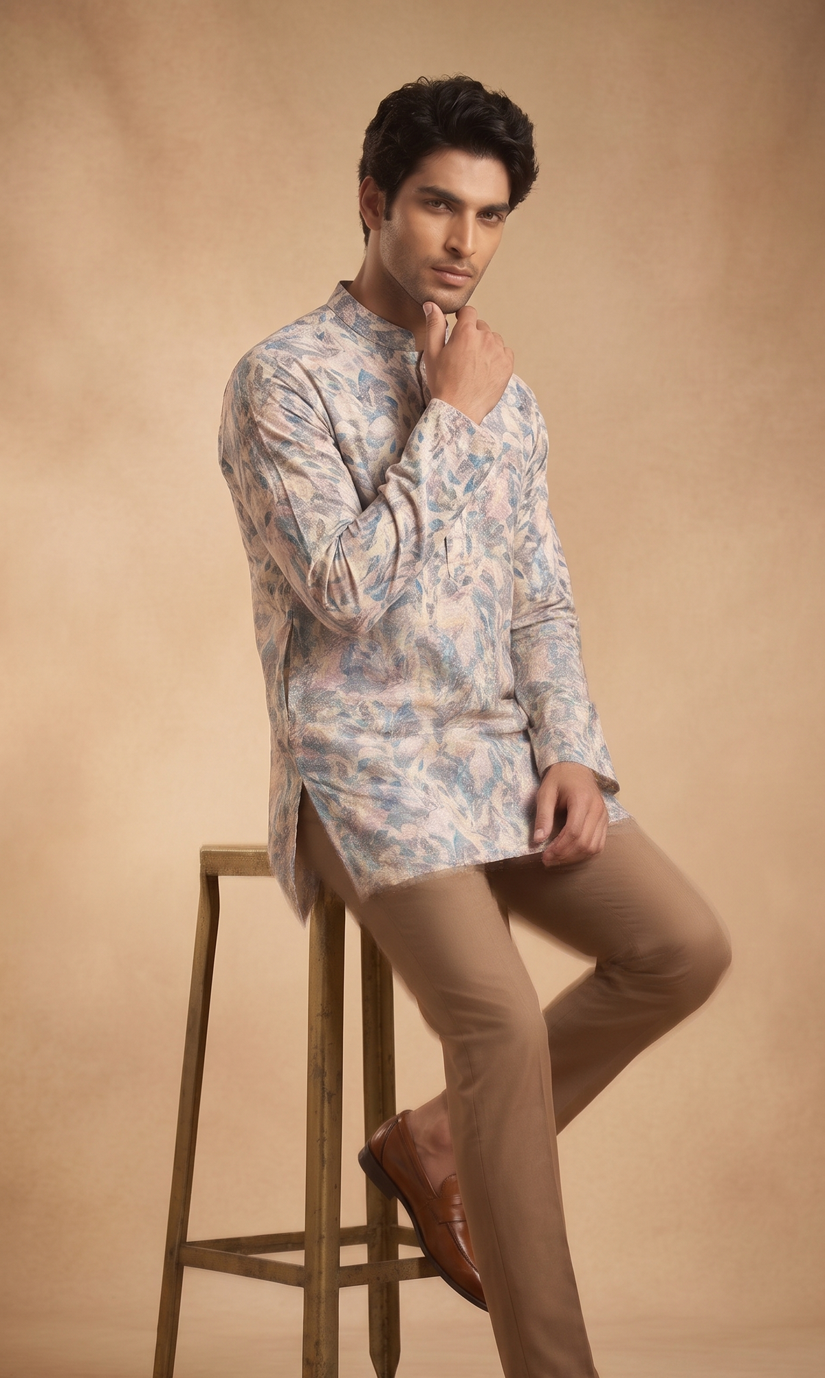 Printed Short Kurta — Botanical / Floral Digital Print