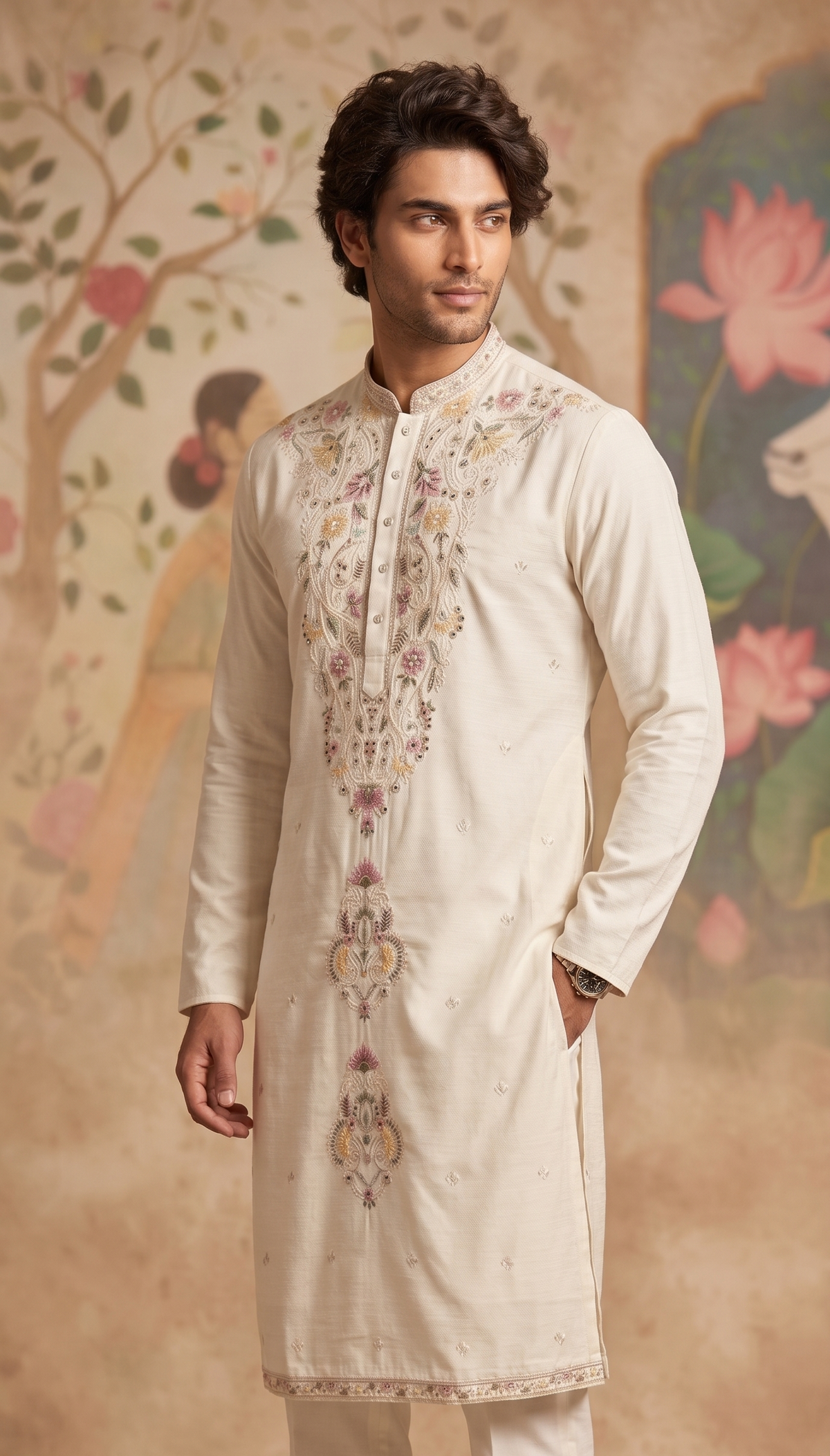 Ivory Embroidered Kurta