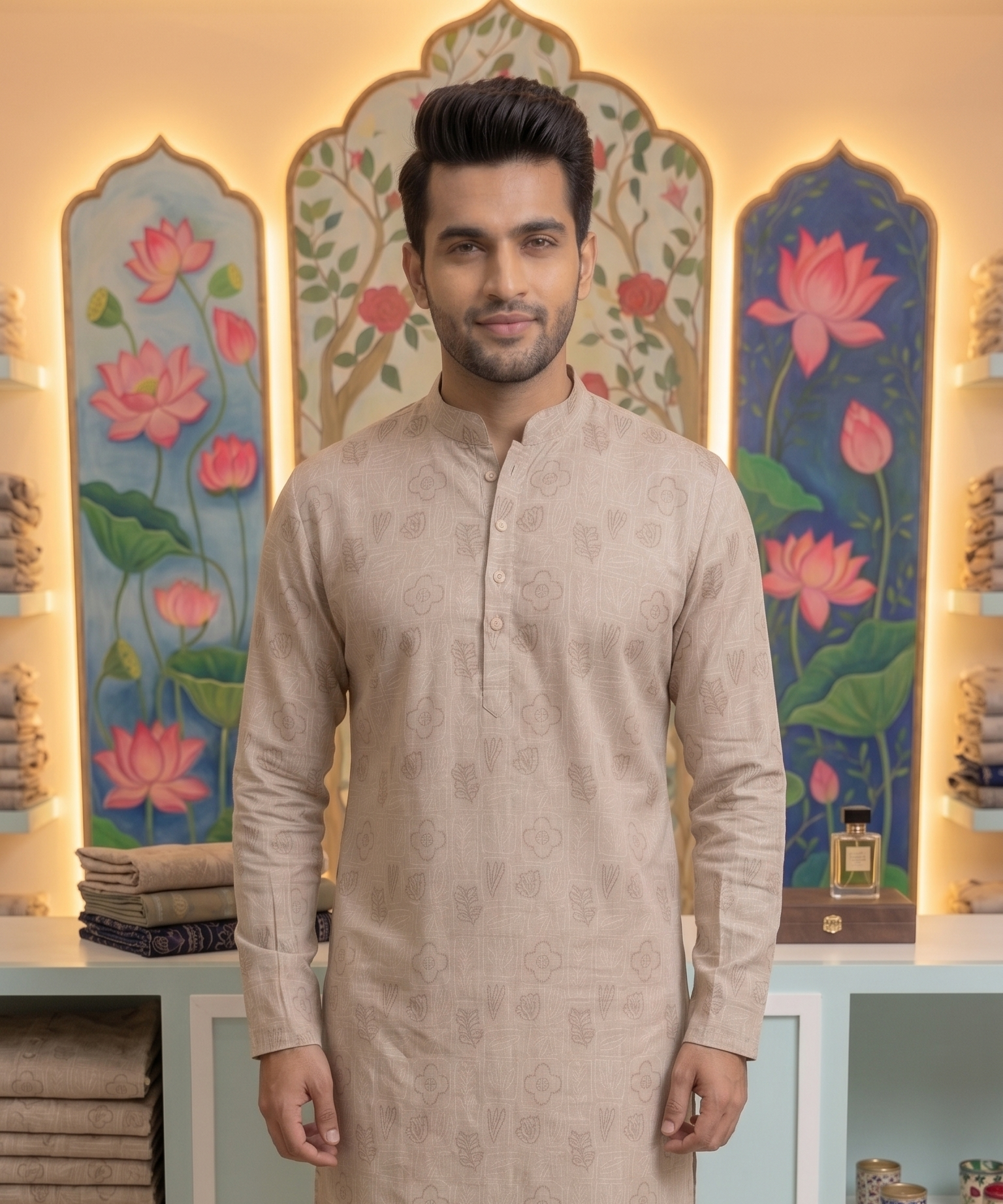 Straight-cut short kurta — classic traditional length with a clean, modern finish