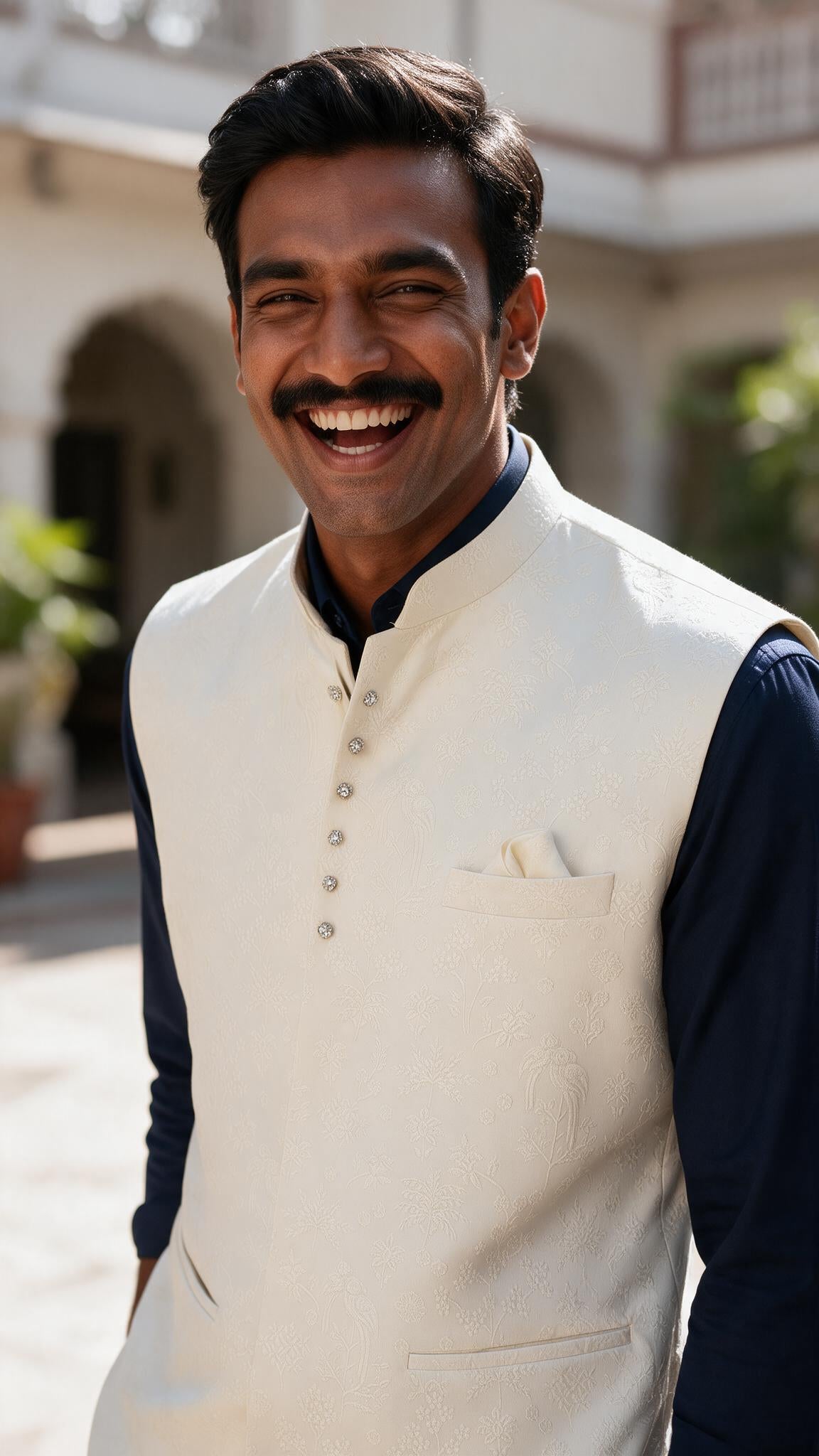 The Ivory Parinda Waistcoat - waist up