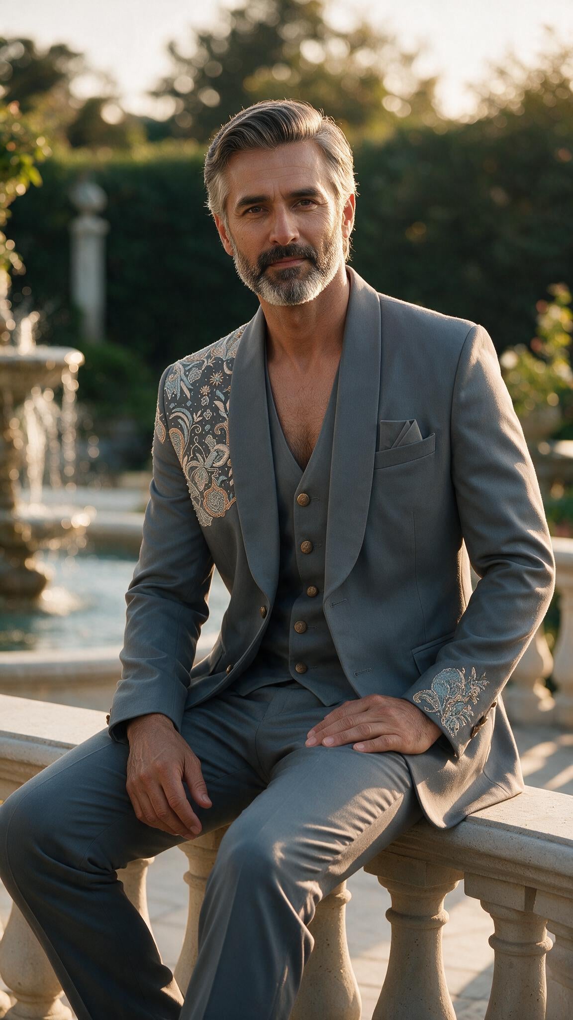 The Dove Grey Paisley Tuxedo - detail