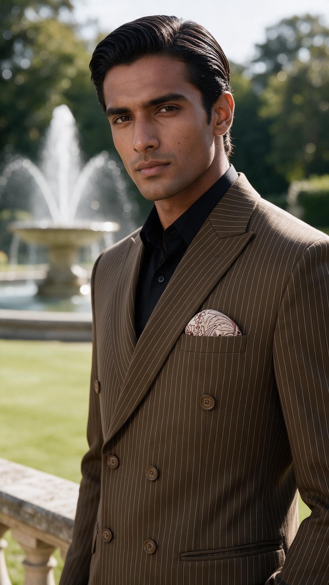 The Tobacco Pinstripe - waist up