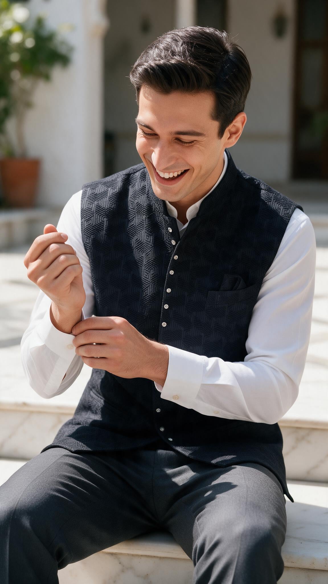 The Black Hexa Waistcoat - in motion
