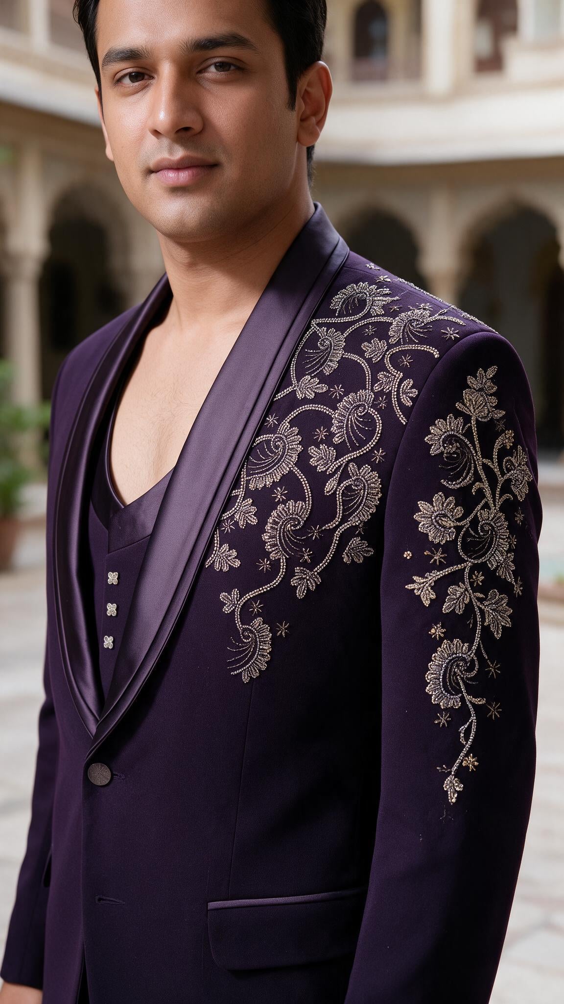 The Aubergine Bel Tuxedo - close up