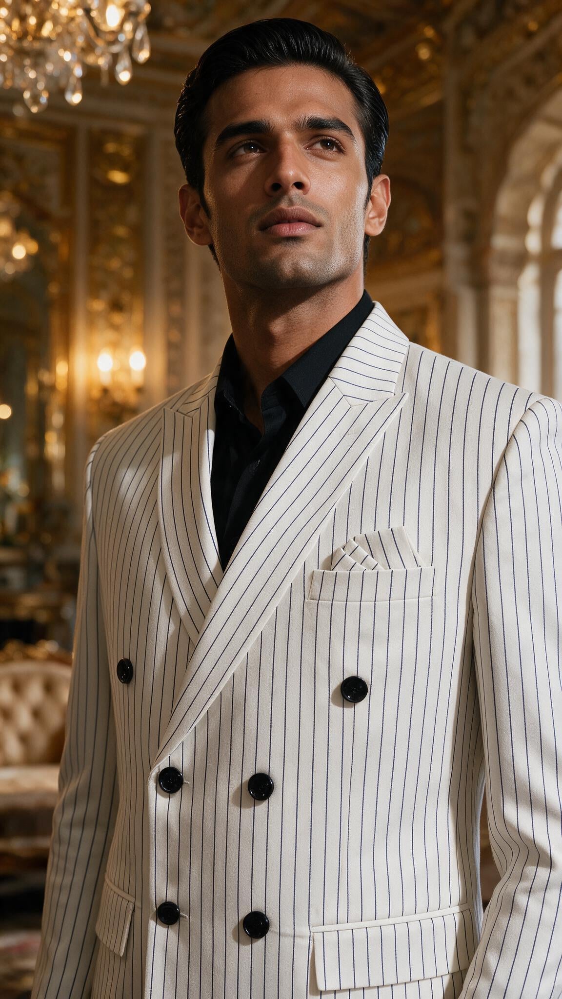 The Ivory Chalk Stripe - close up
