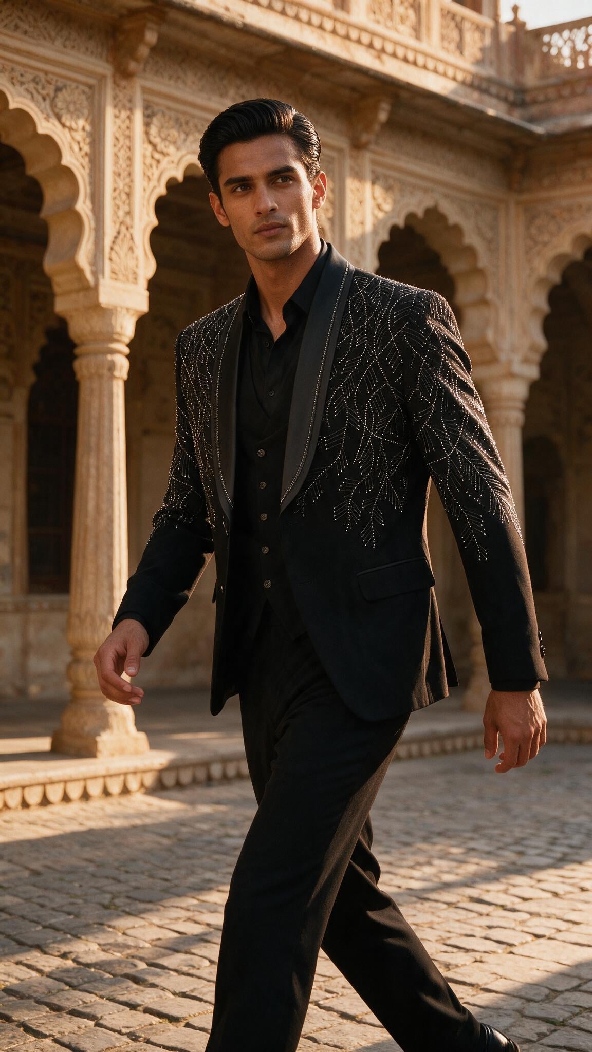 The Black Starburst Tuxedo - in motion