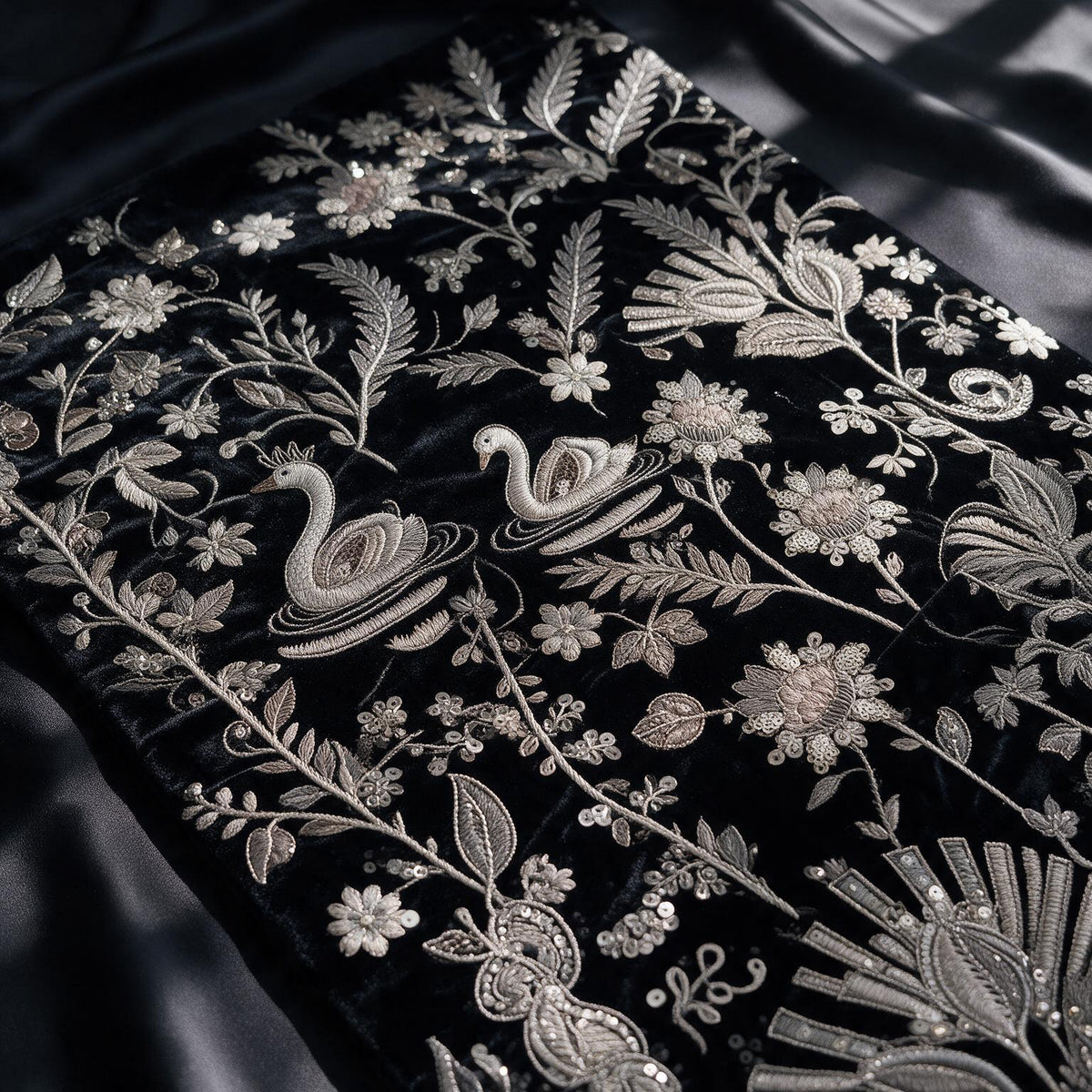 The Black Kaanan Sherwani - fabric detail