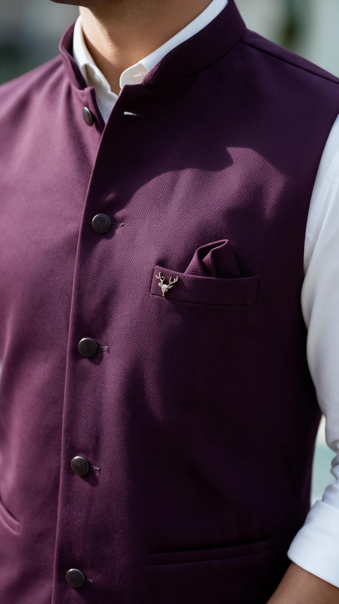 The Plum Mrig Waistcoat - close up