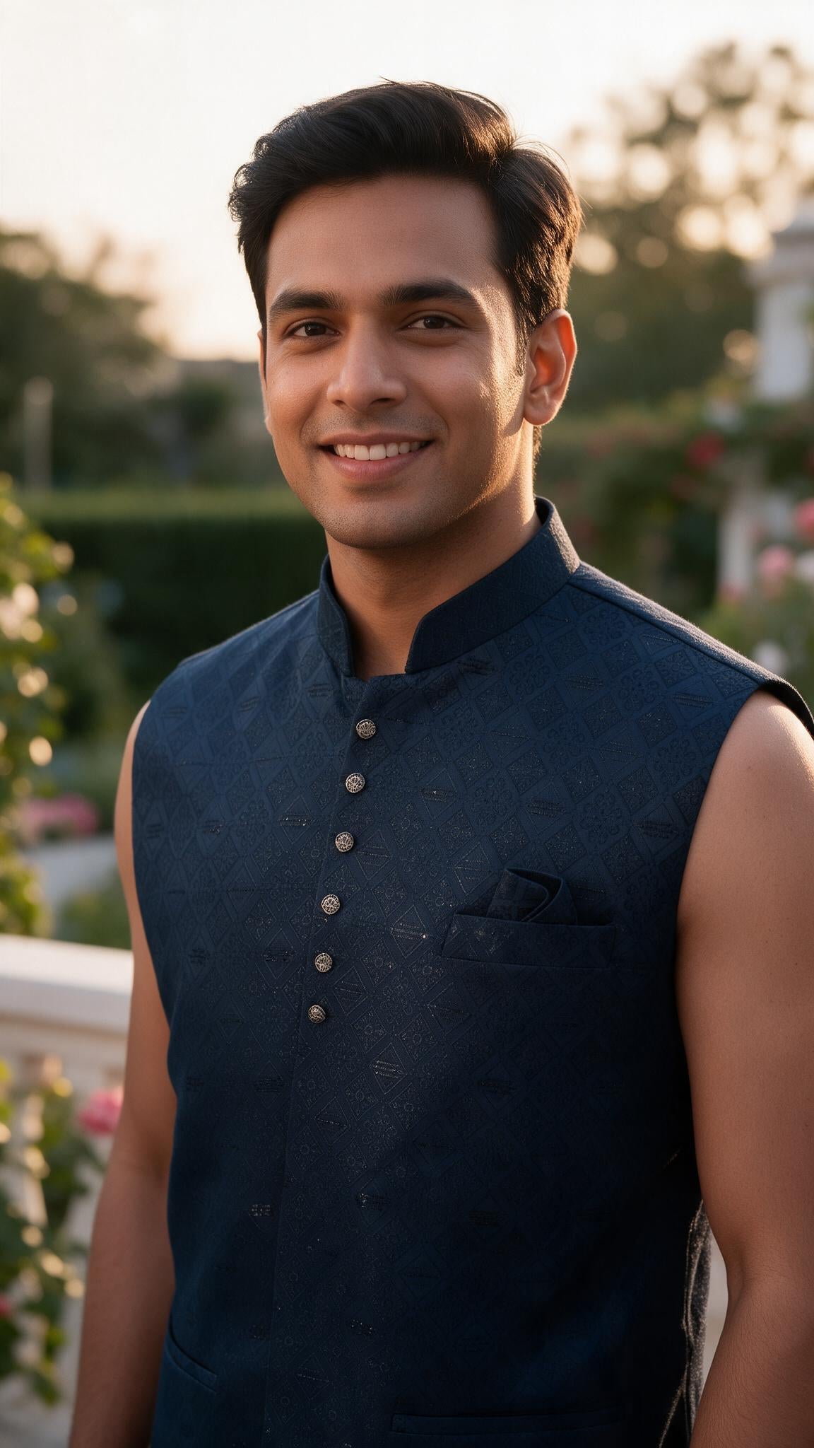 The Navy Heera Waistcoat - close up