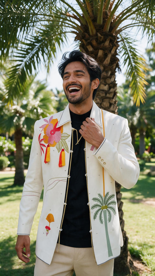 The Ivory Nariyal Jacket - full length
