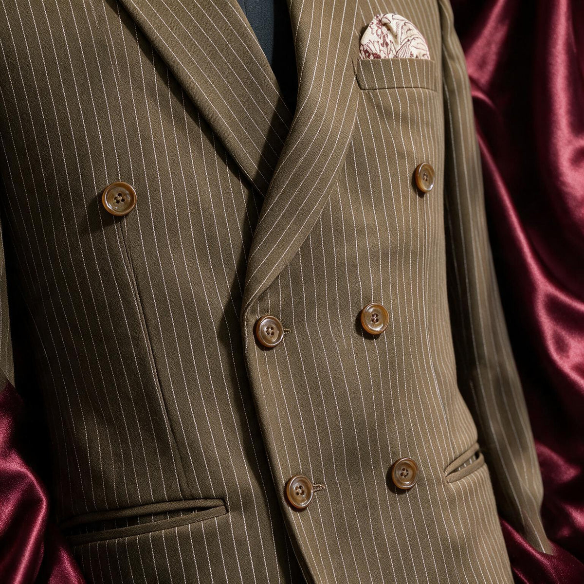 The Tobacco Pinstripe - fabric detail