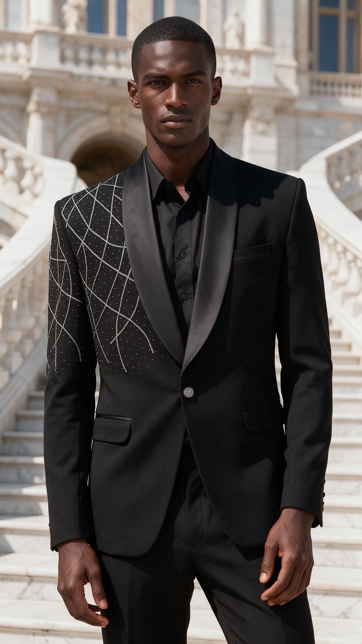 The Crosshatch Tuxedo Blazer - full length
