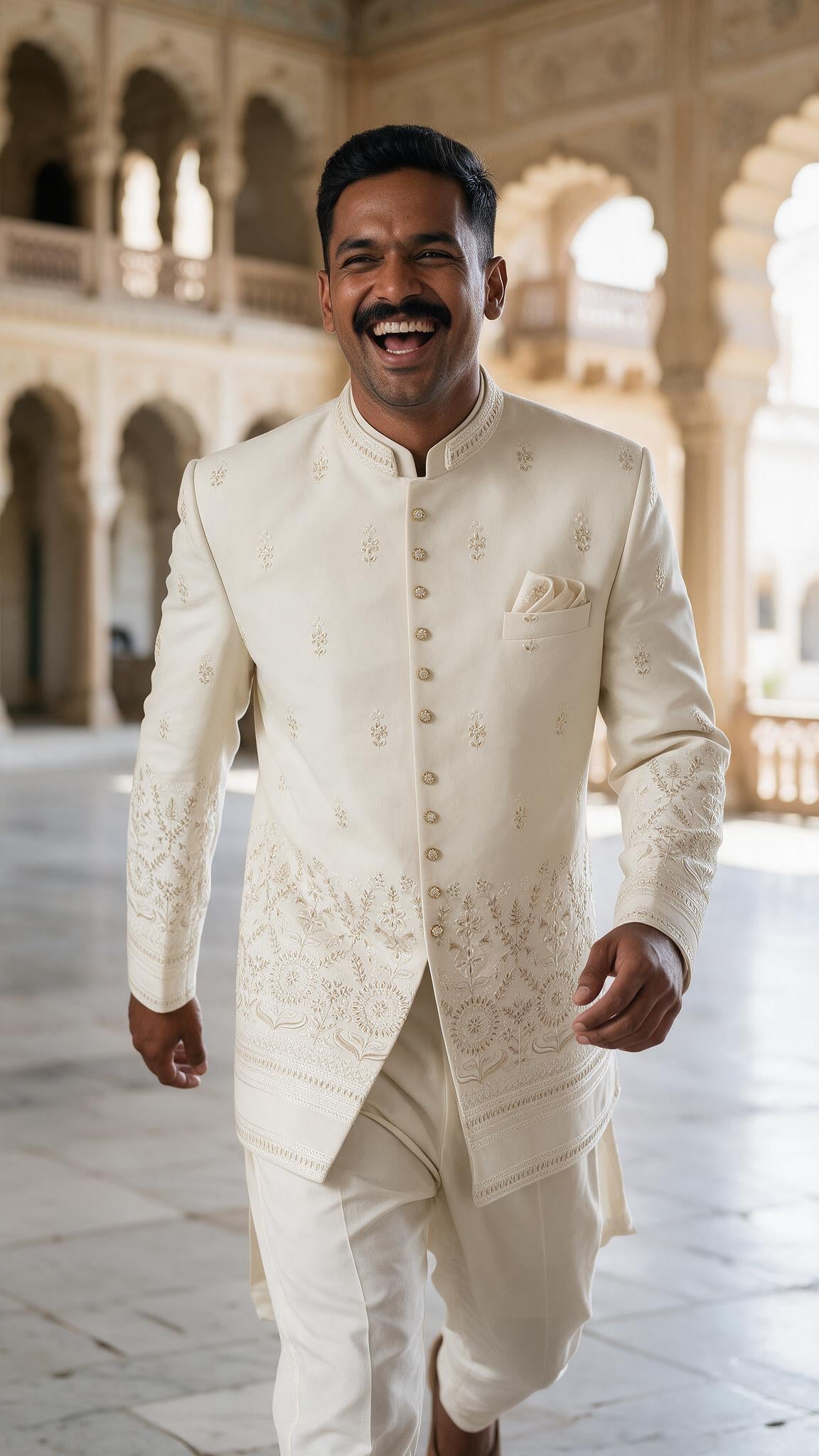 The Ivory Chikan Jodhpuri - full length