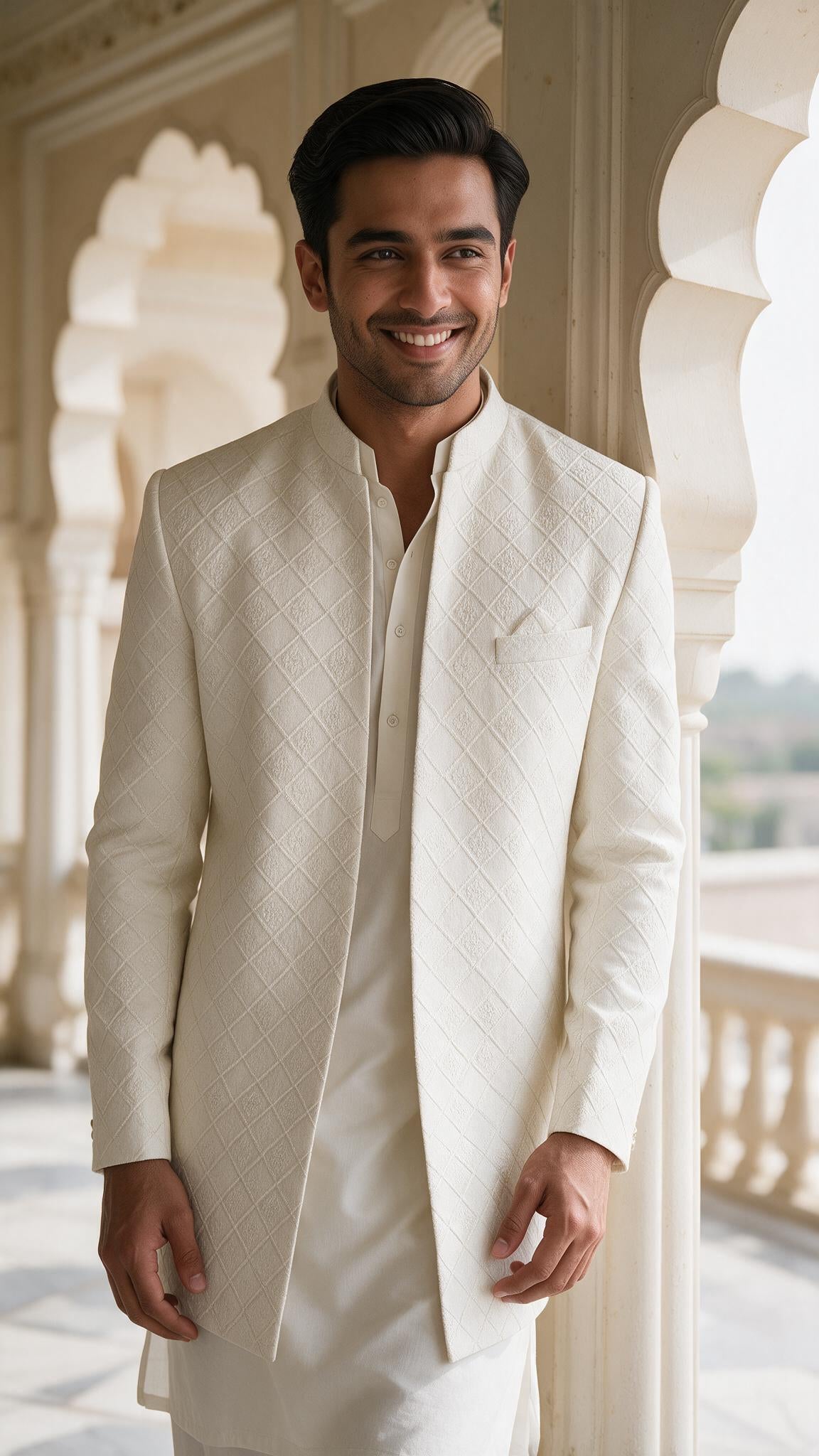 The Ivory Heera Sherwani - in motion