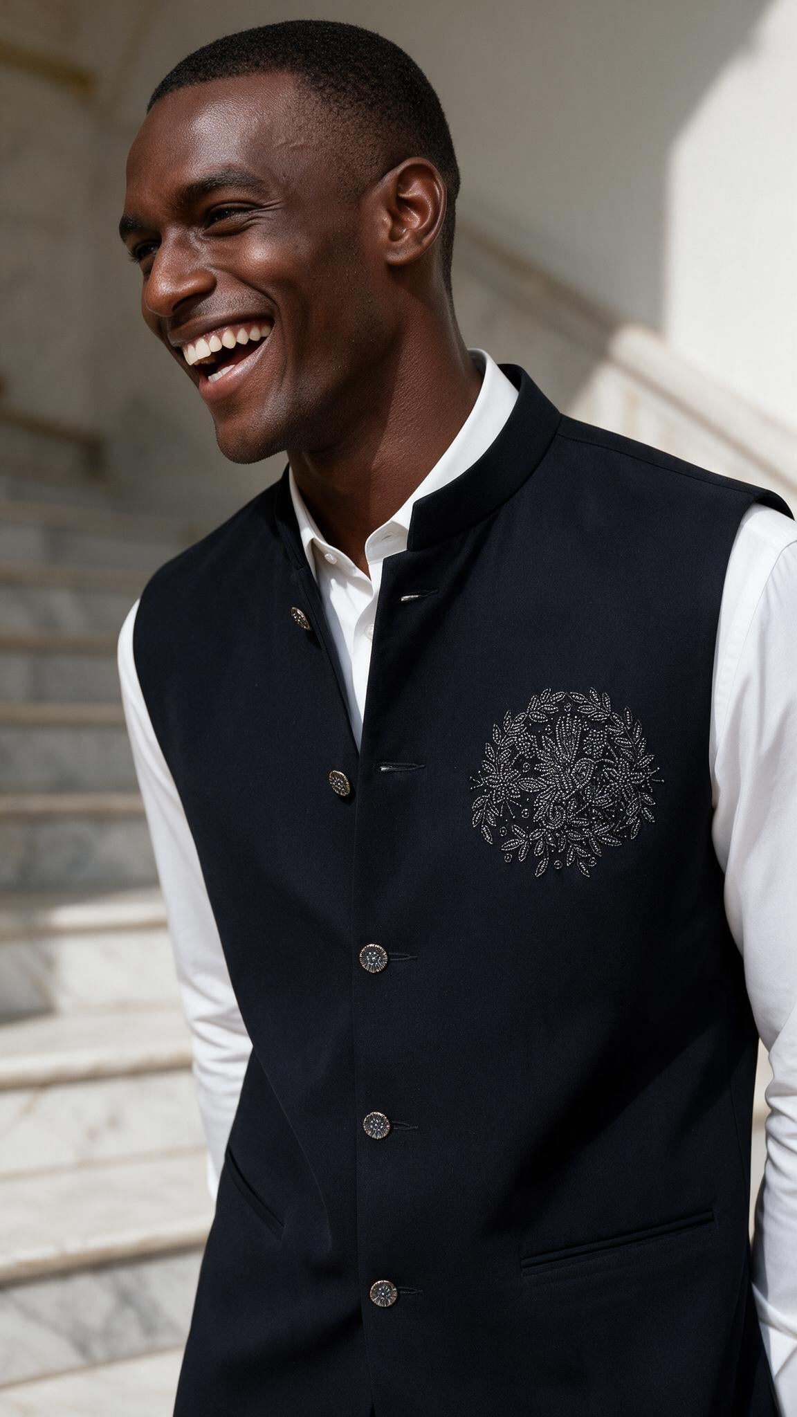 The Silver Guldasta Waistcoat - waist up