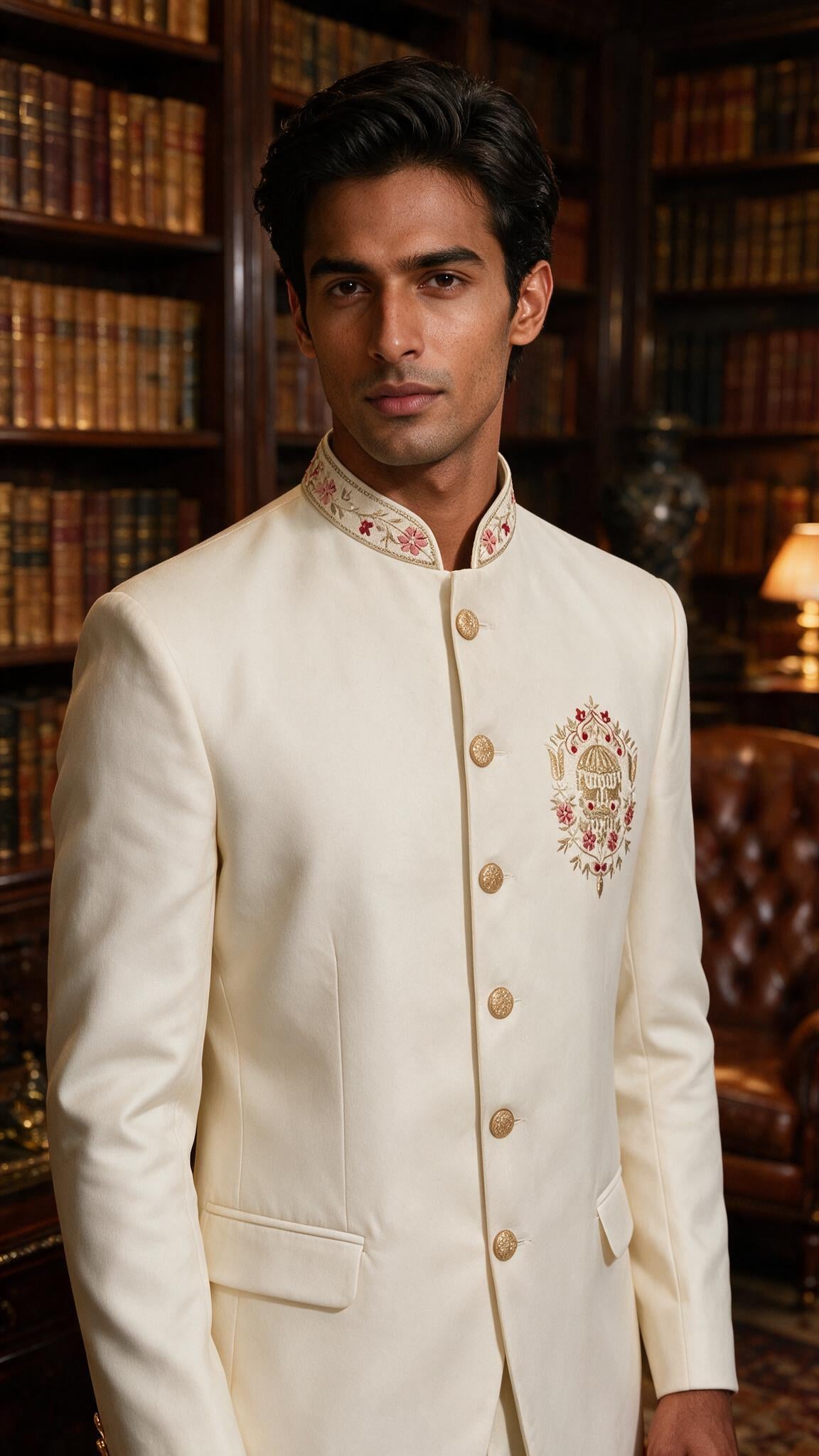 The Ivory Darbar Bandhgala - waist up