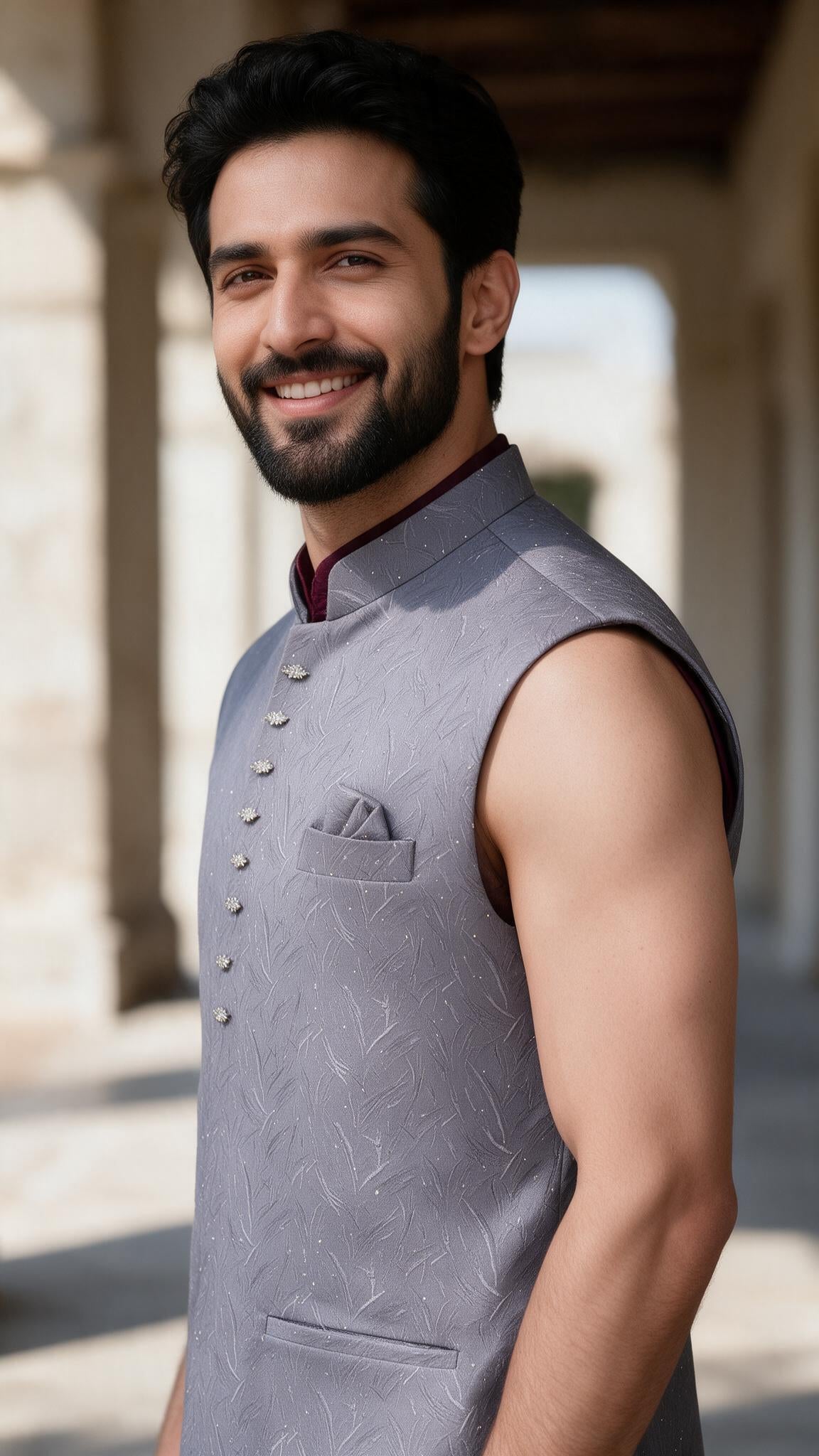The Grey Pankh Waistcoat - waist up