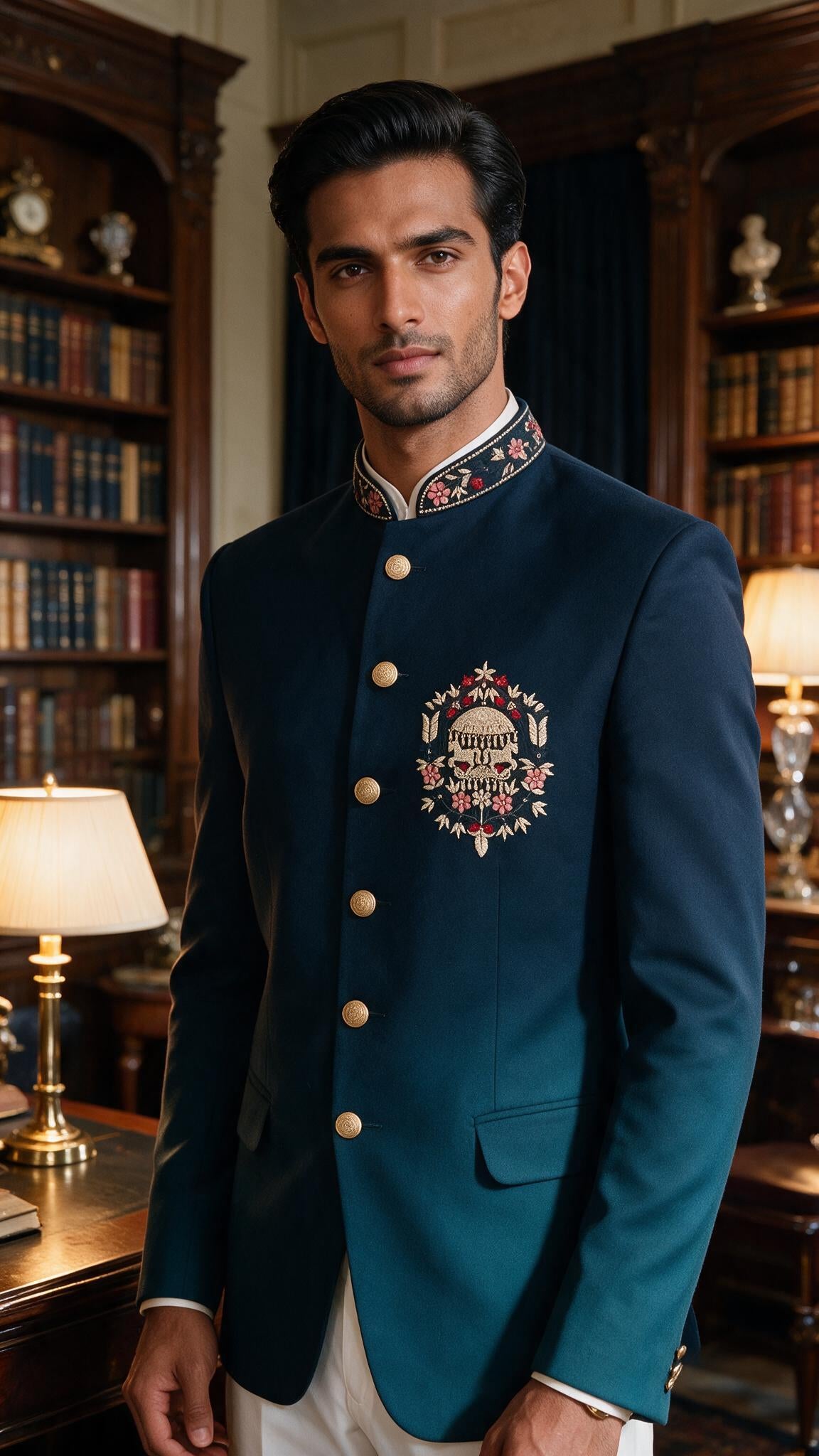 The Peacock Court Bandhgala - waist up