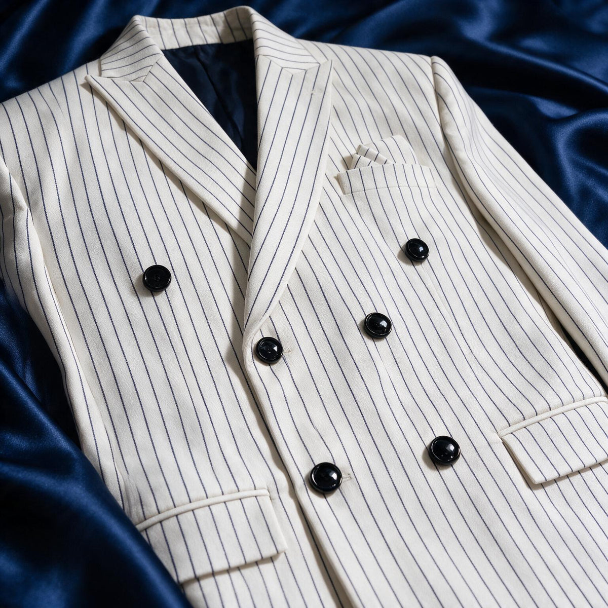 The Ivory Chalk Stripe - fabric detail