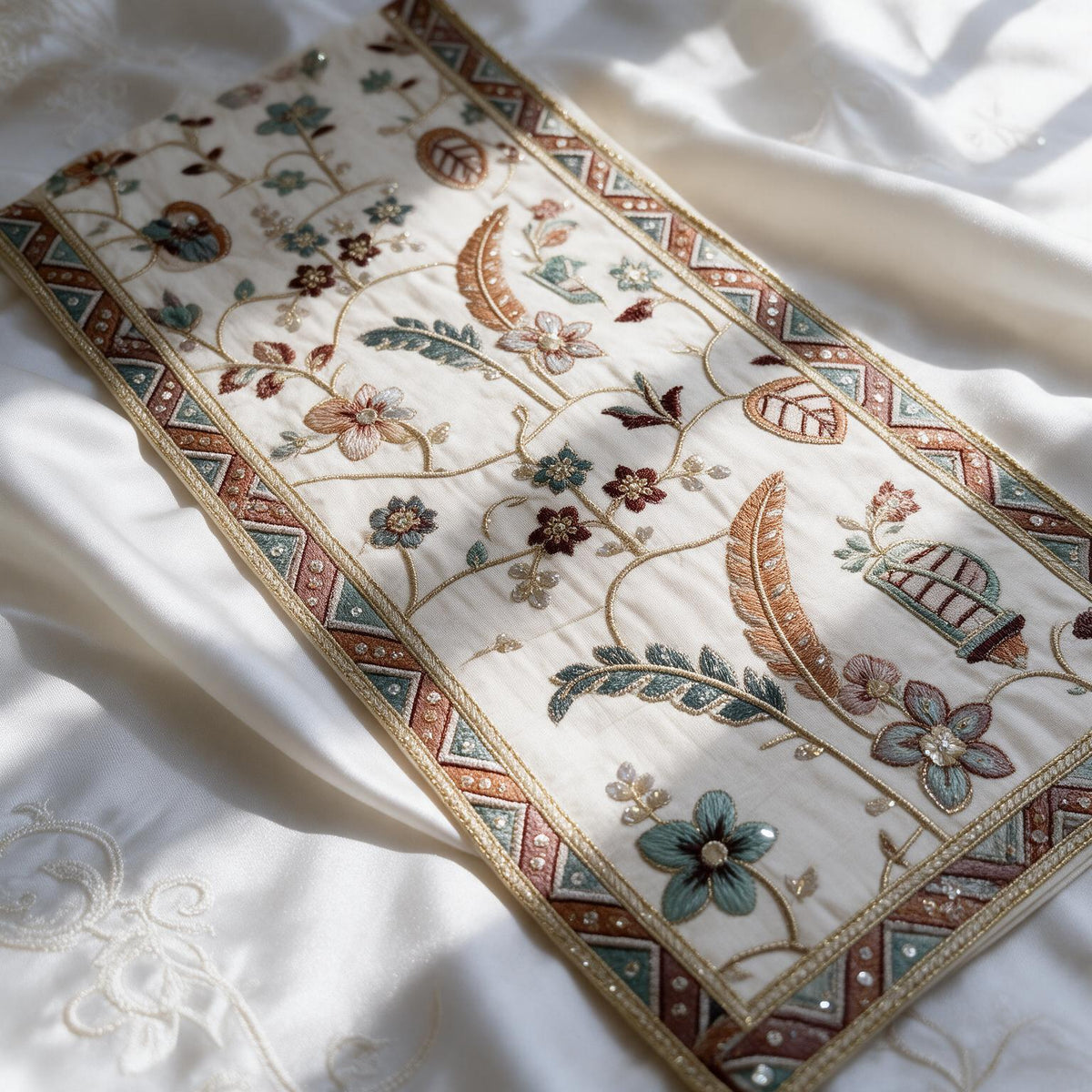 The Ivory Fanoos Sherwani - fabric detail