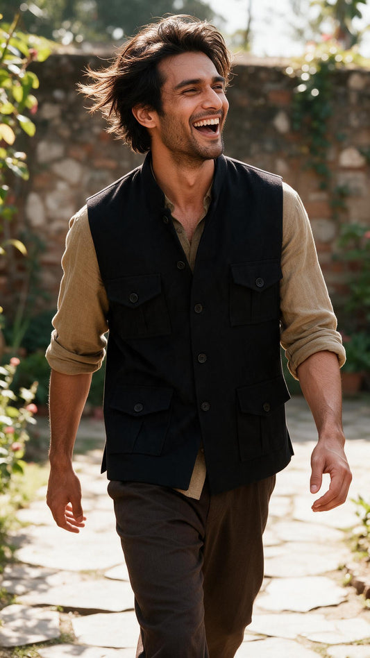 The Black Shikaar Waistcoat - full length