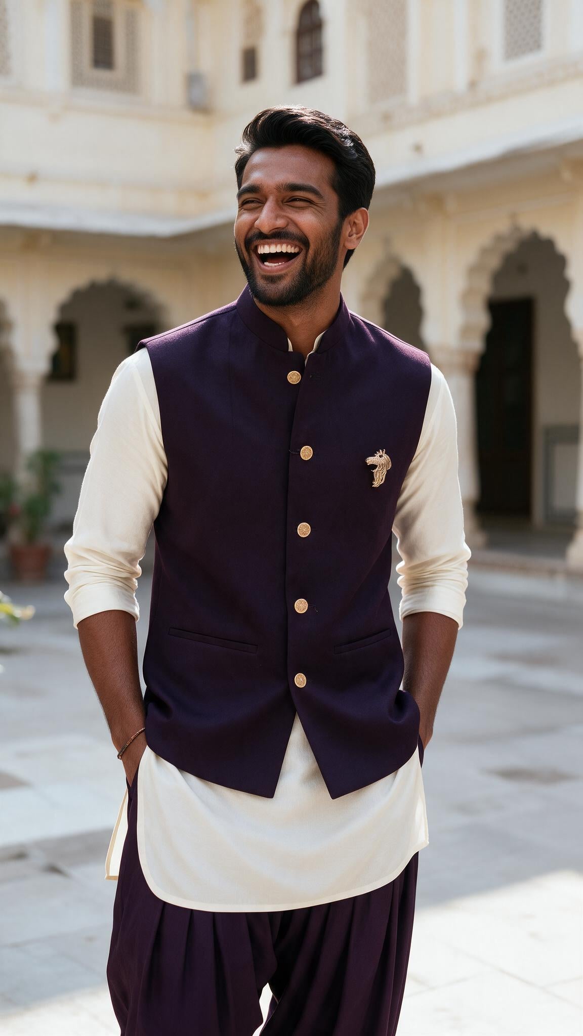 The Purple Ashva Waistcoat - full length