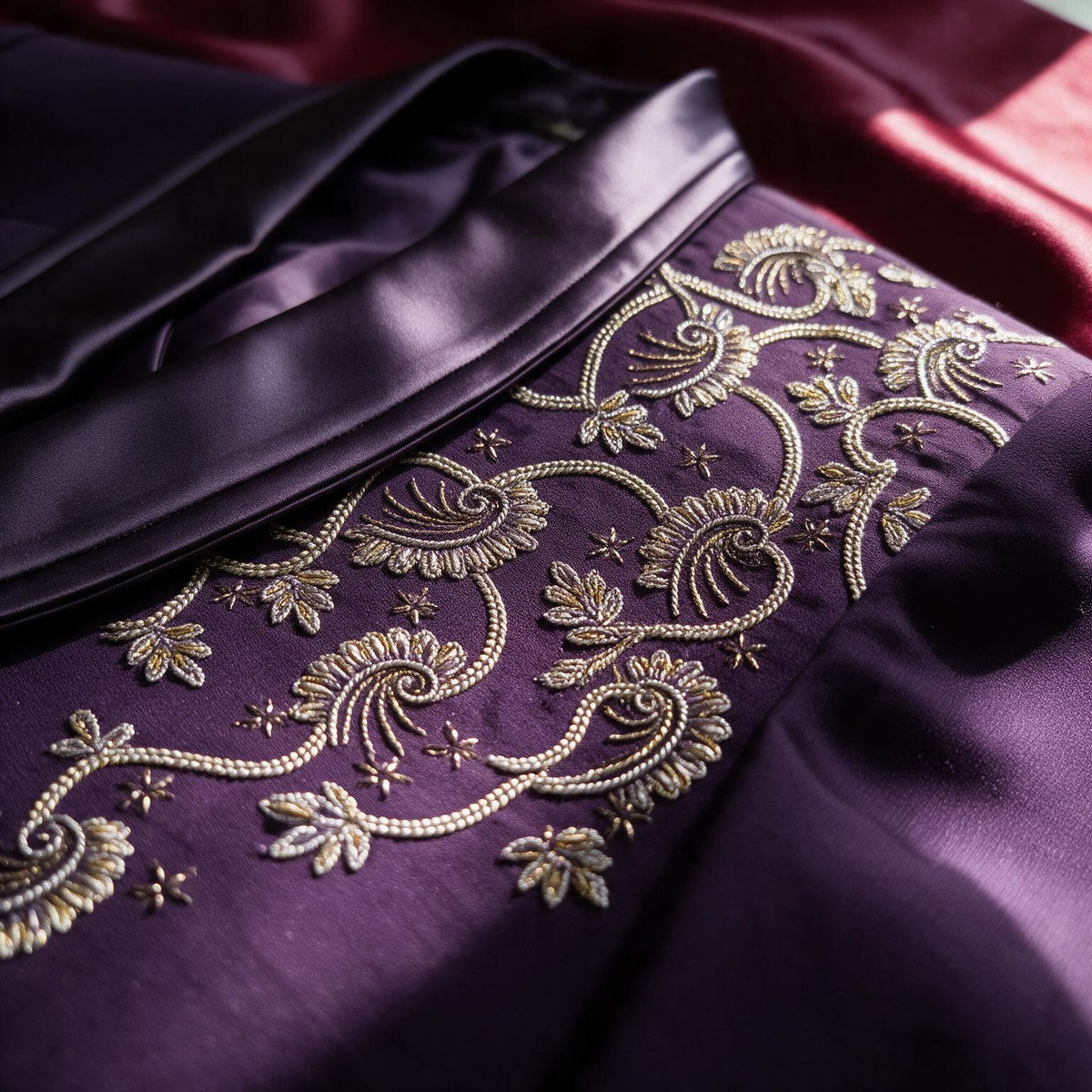 The Aubergine Bel Tuxedo - fabric detail